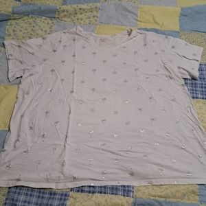Catherine's size 2X 22/24 white t-shirt with silver palm trees